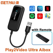5-in-1 AI Box Play 2video Pro Wireless Carplay/Android Auto Adapter w/Netflix+TK