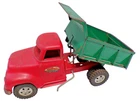 1950's TONKA MOUND MINNISOTA METALCRAFT PRESSED STEEL RED GREEN TOY DUMP TRUCK