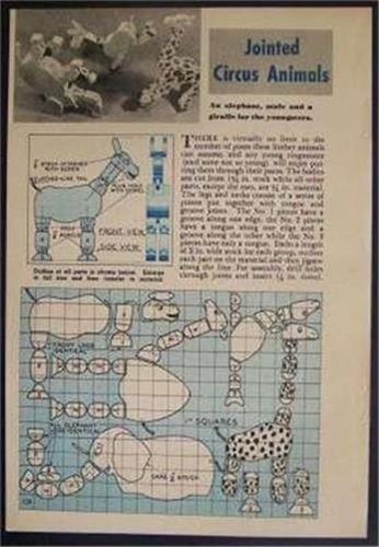 Circus ANIMALS Wooden Posable 1946 How-to build PLANS