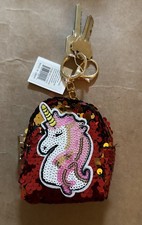 Unicorn Red Sequined Zippered Coin Purse Bag Charm Key Chain Unisex Party Favor