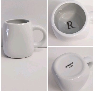 Oneida A-15 White Coffee Tea Mug Letter R Inside 3.5'' Monogram Cup 