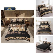 Feelyou Rustic Bear Deer Comforter Set 7 Piece Queen Size For Kids Boys