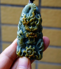 Certified Natural Untreated Grade A Jadeite Jade Brown Dragon Pendant 132