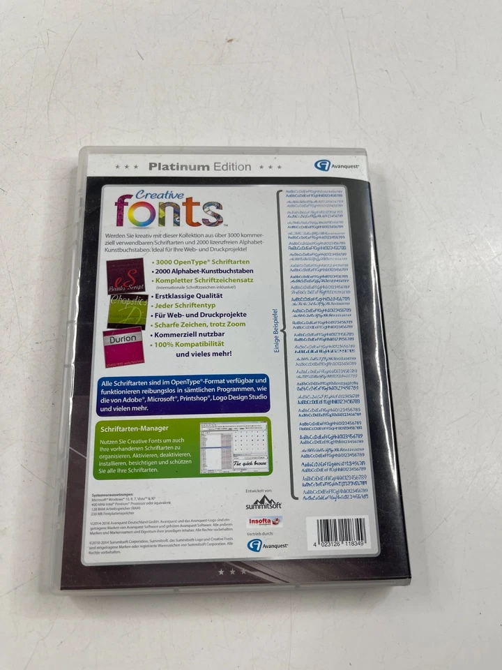 Computer Schriftarten Manager Creative Fonts Platinum Edition Neu - Bild 2 von 2