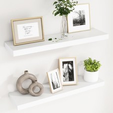 30 Inch Floating Shelves 6.7 Inch Deep White Wall Shelves Set of 2