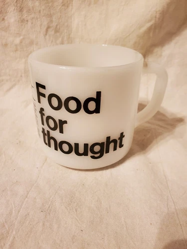 Vintage FEDERAL Milk Glass Mug Food For Thought Minneapolis Tribune News