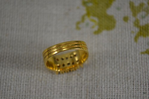Anillo trilogía vintage años 80 oro sobre plata dorado + pasta talla R 1/2 - Imagen 8 de 11