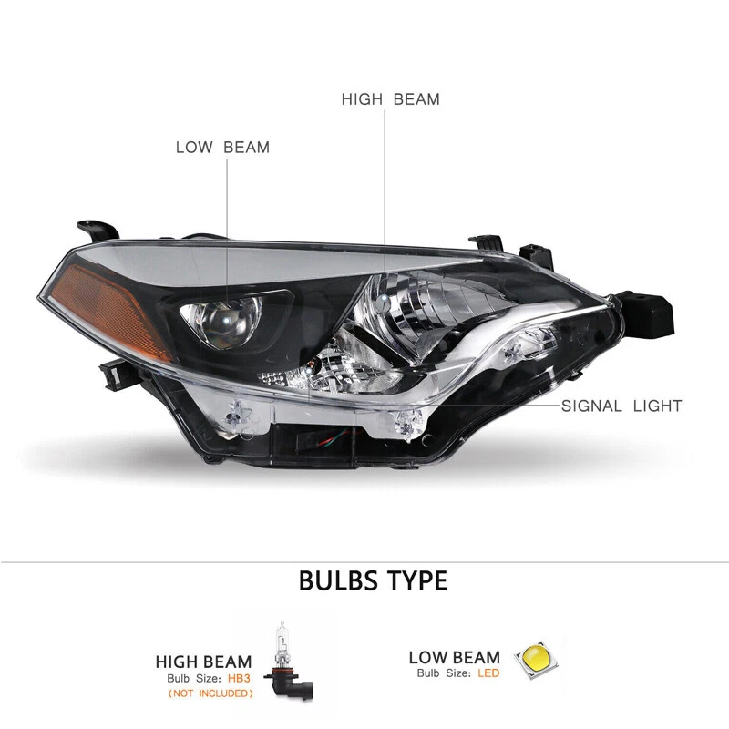 For 2014 2015 2016 Toyota Corolla Headlights Headlamps SET 14 15 16 Head Light
