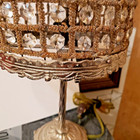 Vintage Crystal Moroccan Table Lamp 20" Handmade Silver/Gold Beaded Cage & Base — photo 3