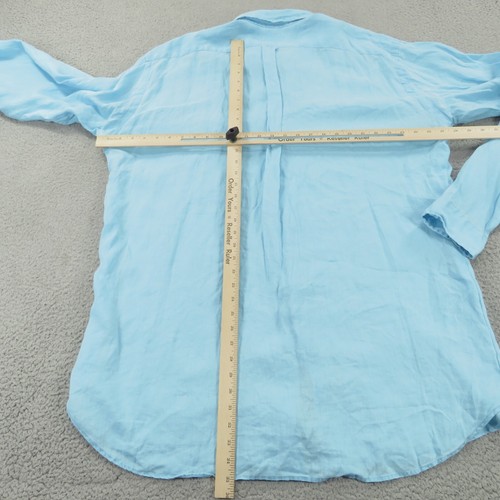 Polo Ralph Lauren camicia uomo 3XLT blu lavaggio oceano lino pony abbottonata 3XL ALTA - Foto 10 di 13