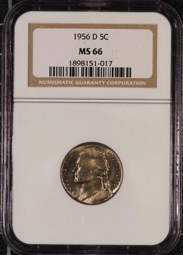 1956 D Jefferson Nickel MS-66 NGC Tone Obsolete US Old Type Coin Gem