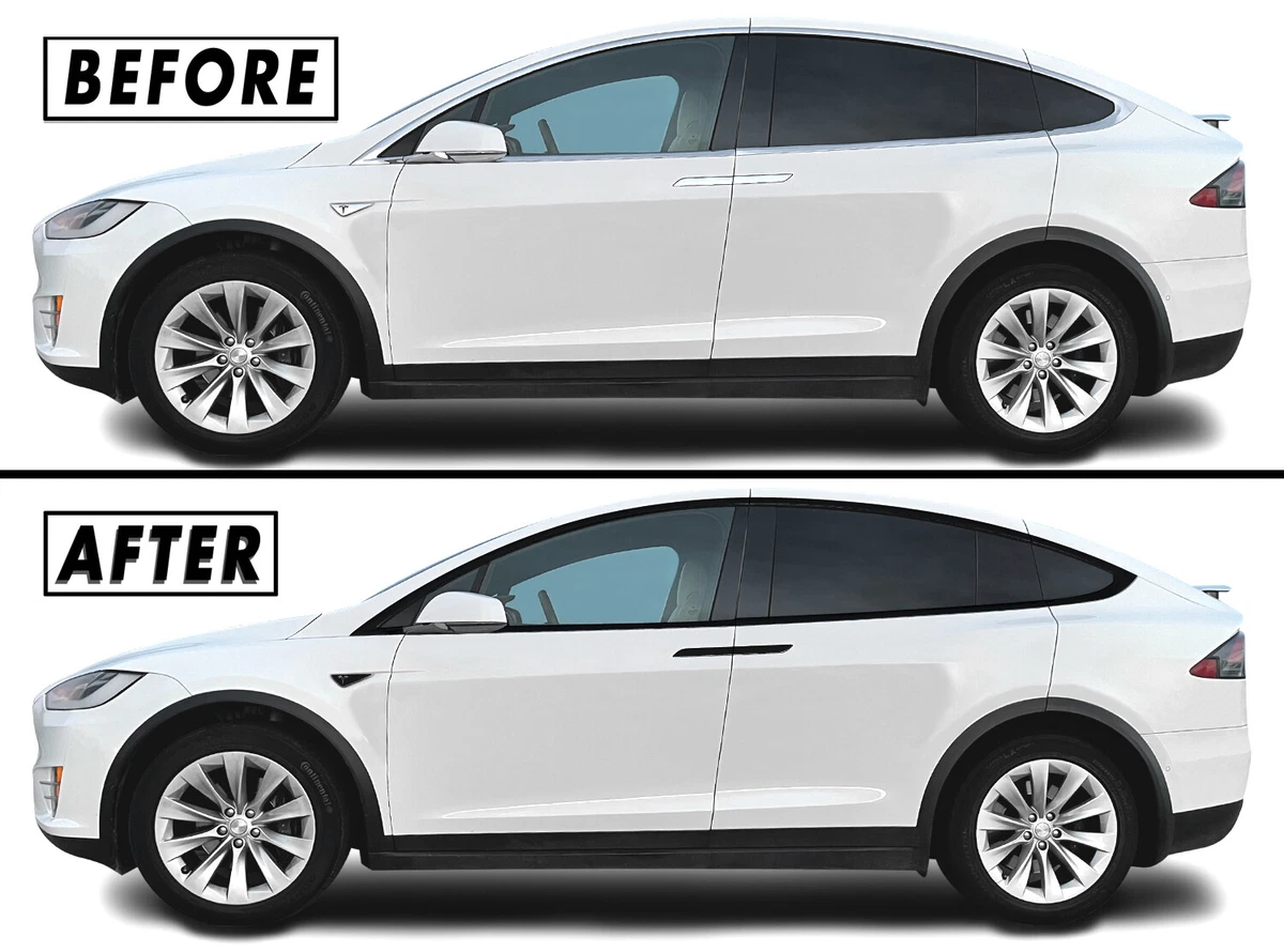 Chrome Delete Blackout Overlay for 2016 21 Tesla Model X Window Trim Combo