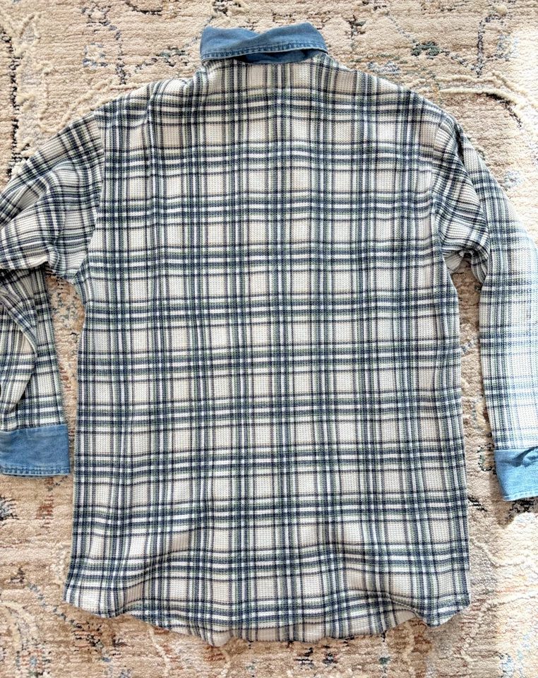 Chaqueta De Colección NY Jeans Denim A Cuadros Con Botones Talla Pequeña Años 90 80 Grunge Retro Foto 3 de 4