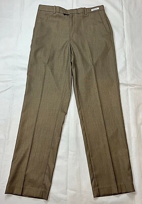 Perry Ellis Portfolio Men's Rock Taupe Flat Front Classic Dress Pants 34X34 NEW