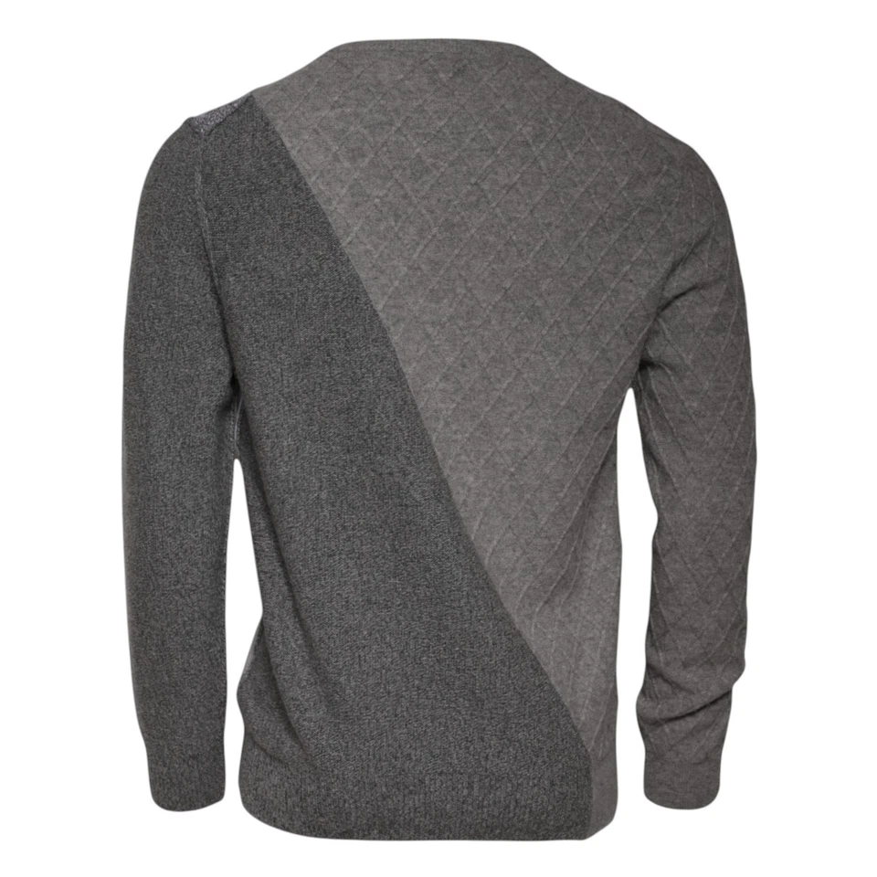 Suéter Ballantyne Gris Cachemira Argyle Intarsia Tejido Cuello Redondo Hombres IT52/US42/XL Foto 2 de 4