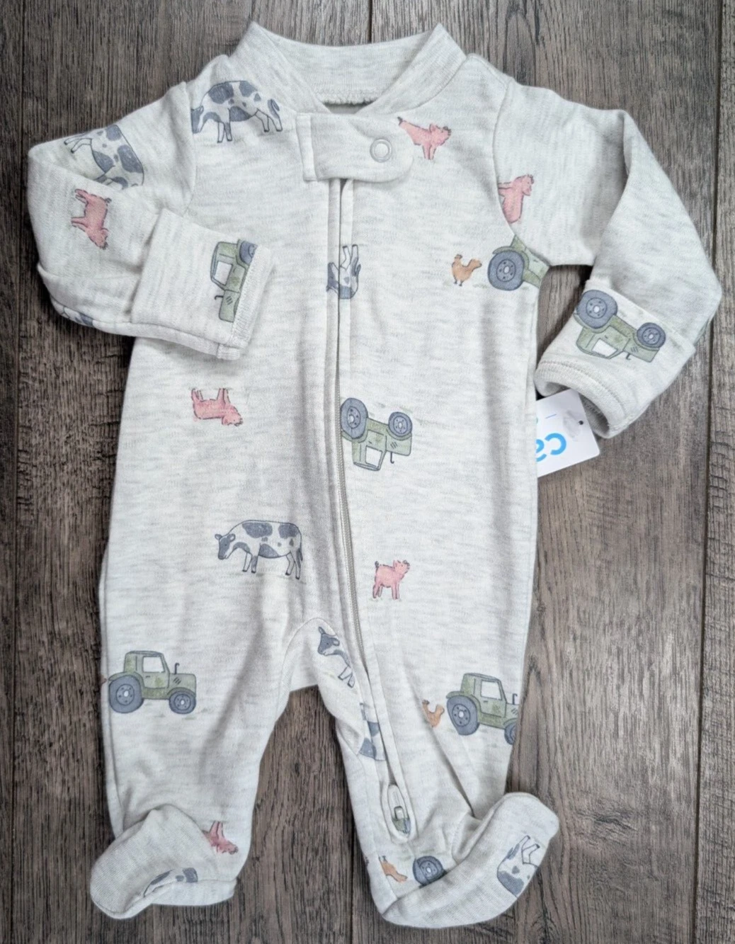 Baby Boy Clothes New Child Mine Carter's Preemie Cow Pig Farm Footed Outfit