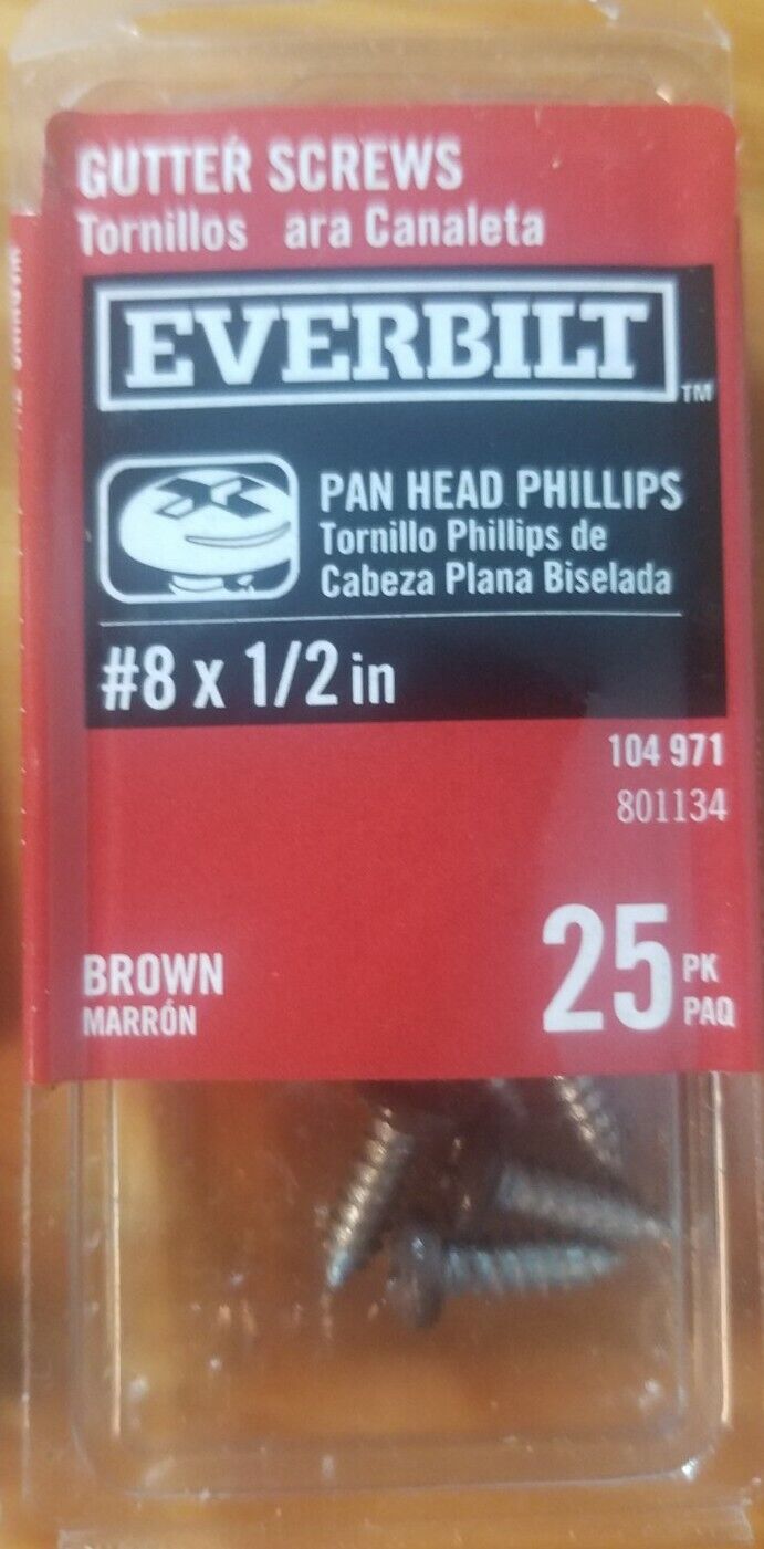 5 Box Everbilt Screws #8x1/2 in Stainless Steel Pan Head Phillips brown 125pcs