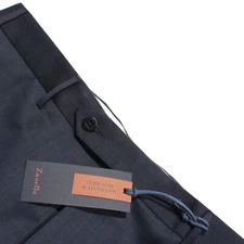 Zanella NWT Dress Pants Size 34 US Curtis In Blue Subtle Pattern 100% Wool