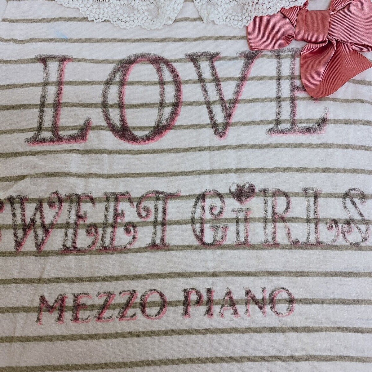 Mezzo Piano Kids T-shirt Tops 140 Size S Border Ribbon Lace