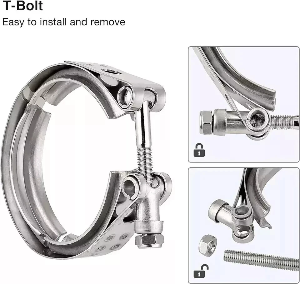 2.25" V Band Clamp With Flange Male Female Stainless Steel Joins 2.25" OD 4Pcs - Image 4 of 4
