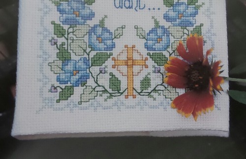 Cross Stitch Pattern The LORD Is My SHEPHERD Bible Book Cover CROSS Flower Verse - Picture 3 of 7