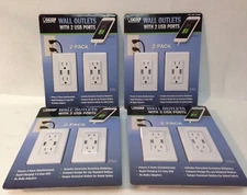 4 Packs of 2-Pack Feit Electric Wall Outlets with 2 USB Ports - New In Box
