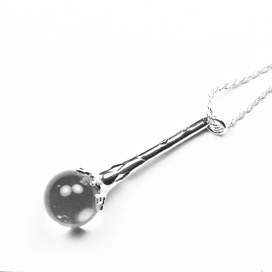 Crystal Ball Scrying Wand Necklace In Silver UK Seller eBay
