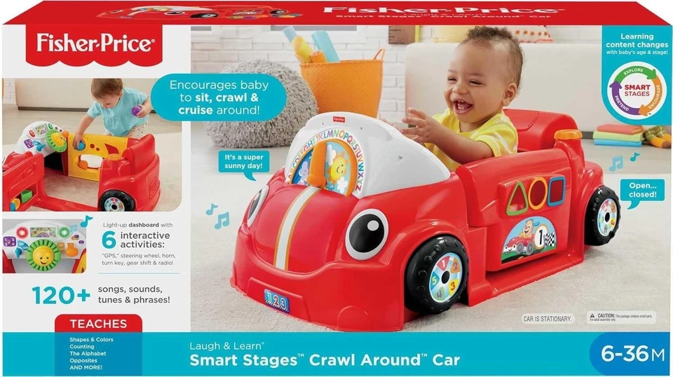 Fisher-Price Laugh & Learn Crawl Around Car luces rojas de música juguete para bebés 6M+ Foto 3 de 4