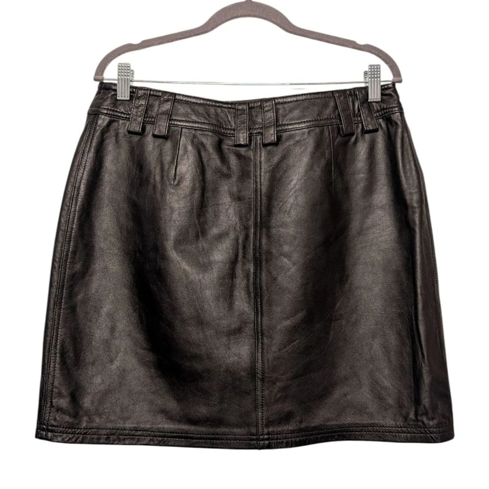 Minifalda 100 % cuero negra | Talla 12 | Moto utilitaria cuero real | INC Foto 2 de 4