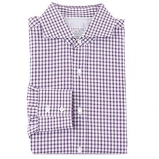 Brunello Cucinelli Slim-Fit Plum Purple and White Check Cotton Dress Shirt XL