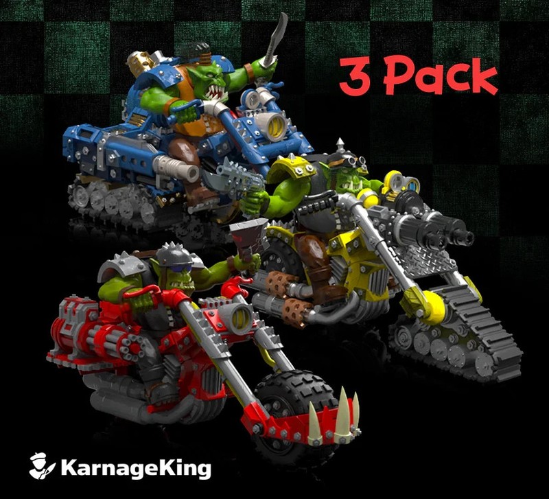 Pop Goes the Monkey 3x Boss Hawg Bikers Ork Warboss Warbike Unbuilt