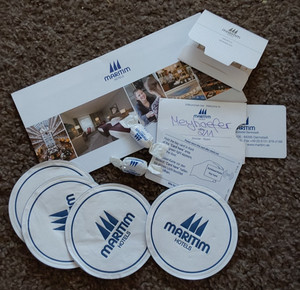 MARITIM HYOTELS (GERMANY) BROCHURE  CANDY  PAPER COASTERS SEWING KIT  DOOR KEY