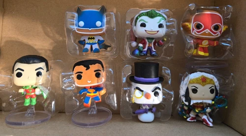 DC Mini Funko Pop Lot - 7 Holiday Themed Versions of Batman, Superman, and More