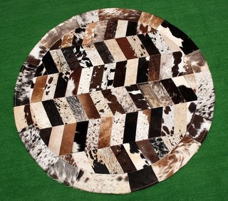 Cowhide Round Patchwork Carpet Handmade Cowhide Carpet (36"x36") Home Décor 8008
