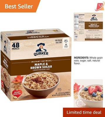 Instant Oatmeal Packets Maple Brown Sugar 48 Count Whole Grain Vegetarian