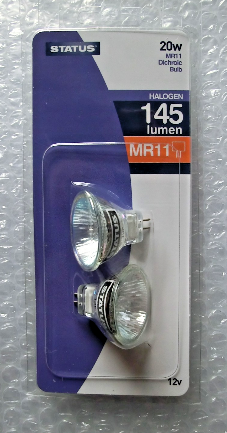 20W MR11 2 Pin Dimmable Dichroic Halogen Bulbs / Lamps 12V - Pack of 2