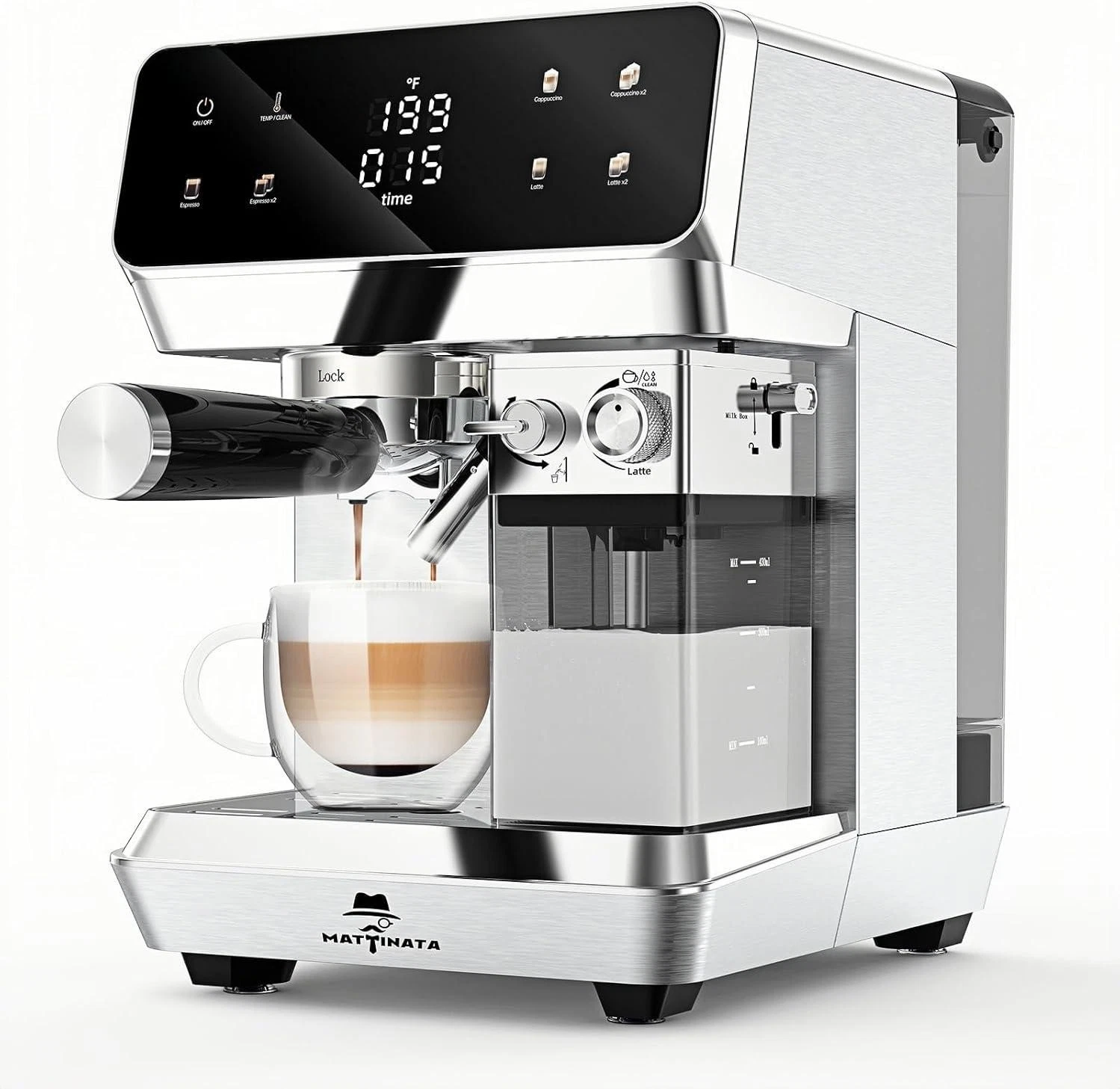 Automatic Cappuccino Machine, 20 Bar Espresso Machine, Coffee Maker with Dual