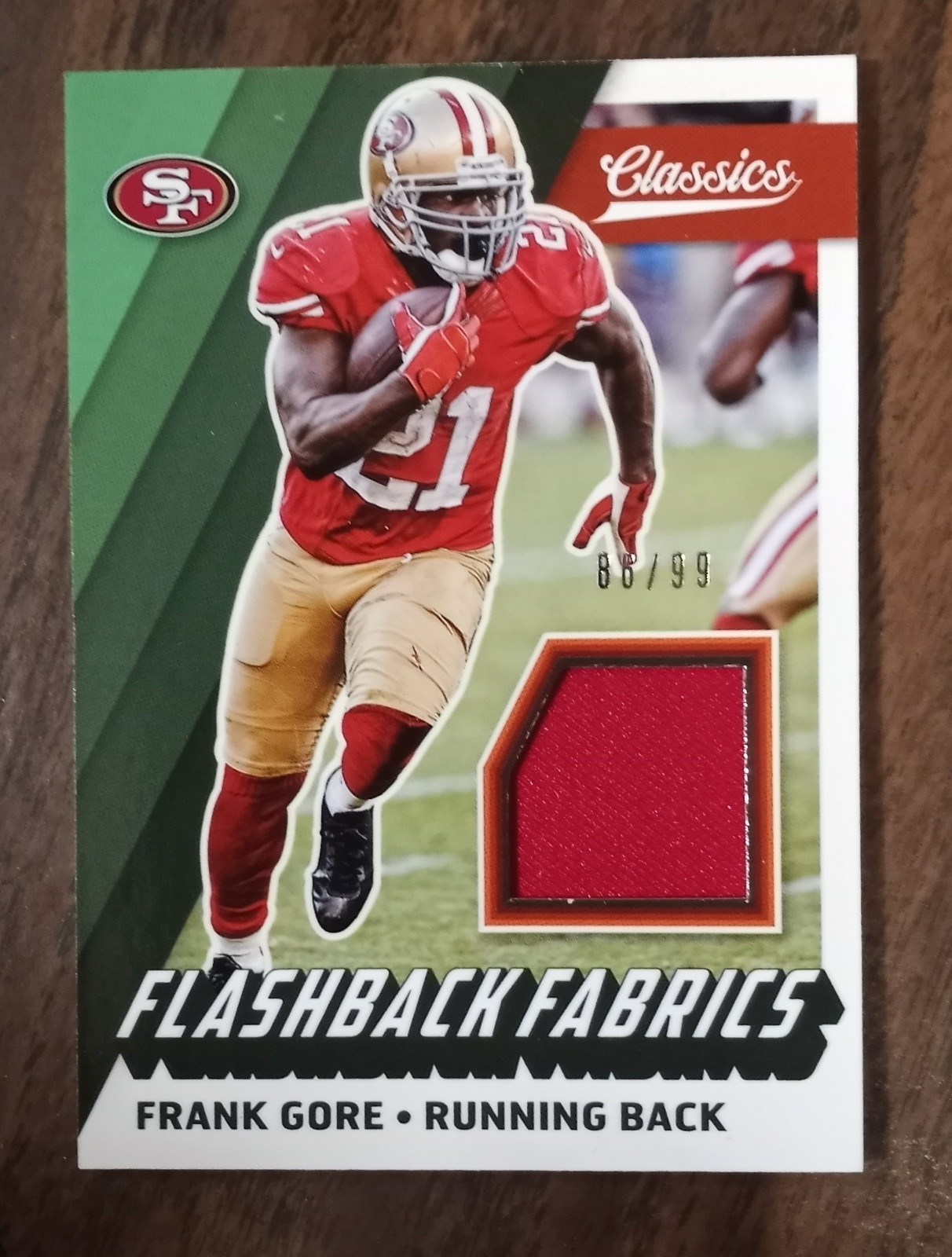 🔥 Frank Gore 2017 Panini - Classics Flashback Fabrics - 86/99 Frank Gore #FF-FG