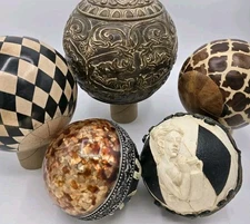 Decorative Balls Resin Relief Designs Set of 5 Each Unique Design  Estate Decor