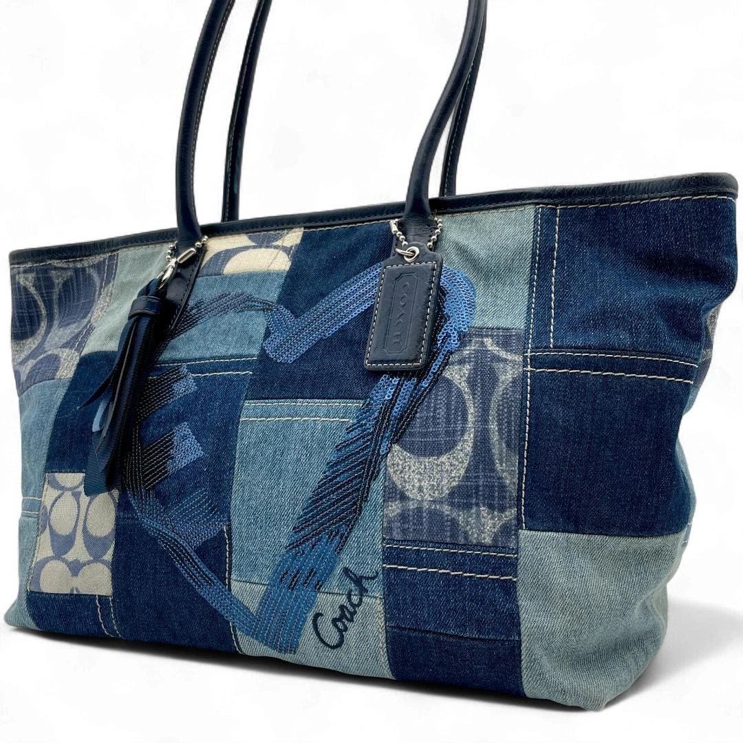 Coach Patchwork Zip Denim Exterior Bags & Handbags for Women for