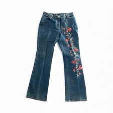 VTG Y2K Macys INC Size 10 Bootcut Jeans Regular Fit Embroidered Floral Hong Kong