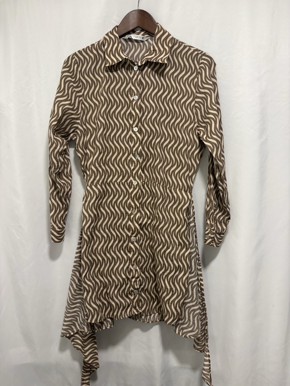 Zara Bloggers Favorite Print Wrap Dress Knot Front Mini Shirt Dress image 5