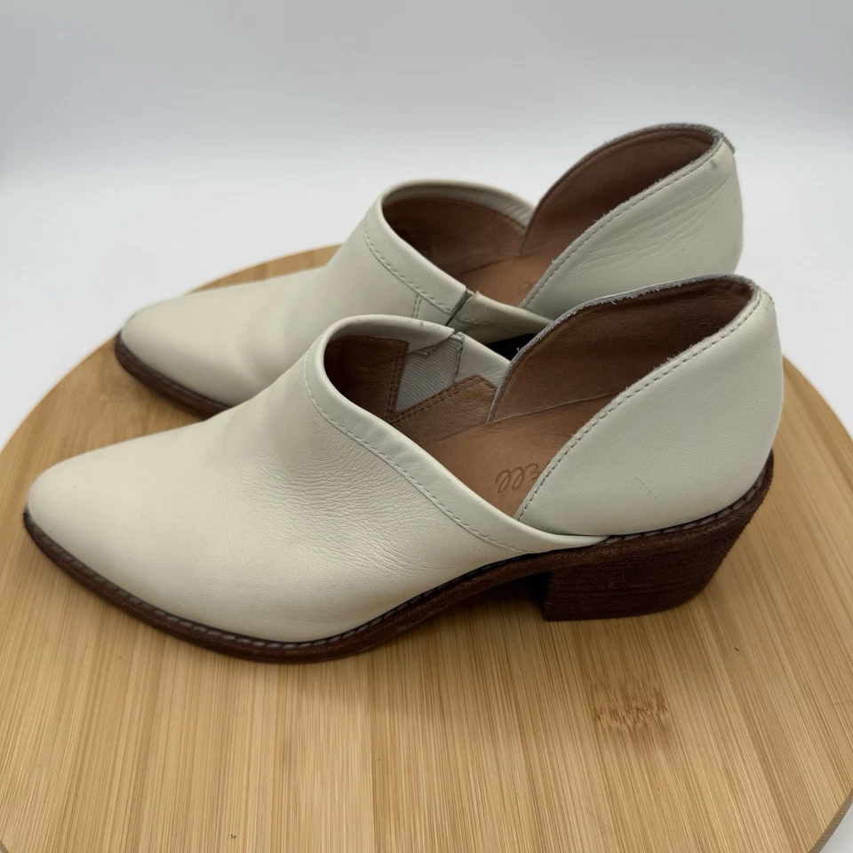 Botín Madewell The Brady Corte Bajo Marfil Mujer Cuero Sin Cordones Tacón Bloque EE. UU. Talla 6 Foto 2 de 4