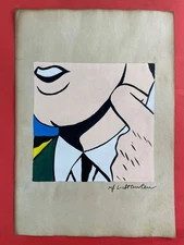 Roy Lichtenstein (Handmade) Drawing On Old Paper signed and stamped