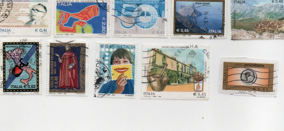 FRANCOBOLLI ITALIANI REPUBBLICA 2010 E 2004 PARZIALI USATI 2 SCAN - Immagine 2 di 2