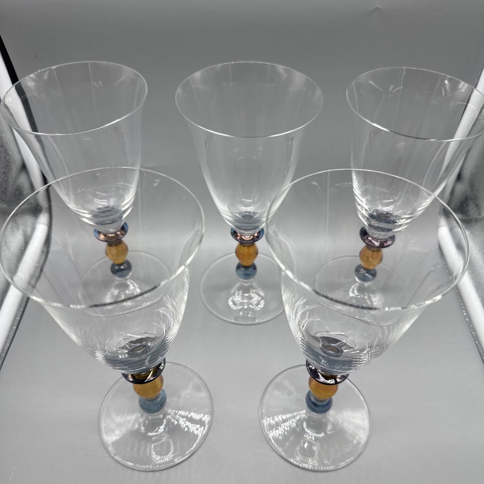 Vintage Set of 5 Mikasa Crystal Kensington "Estate" Kensington Clear Amber Blown - Image 2 of 4