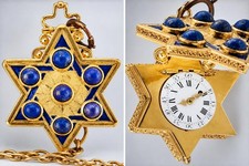 Antique Verge Fusee Pocket Watch 18k Gilt Jewish JUDAICA STAR of DAVID 1800