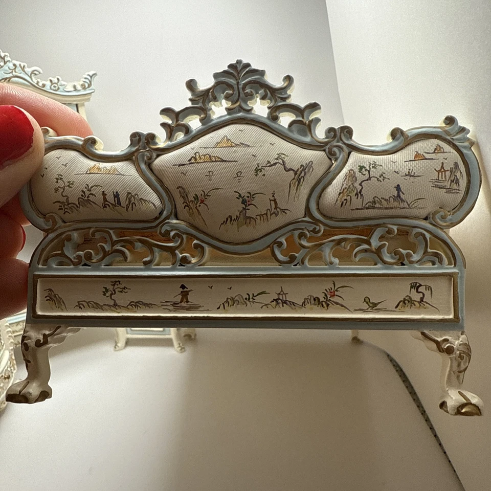 Juego de Dormitorio Vintage Bespaq Pintado Crema Y Azul (5 Piezas) Casa de Muñecas Miniatura Foto 3 de 4