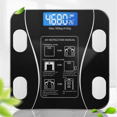 Personenwaage Körperwaage digital Display weight scale 180Kg Schwarz