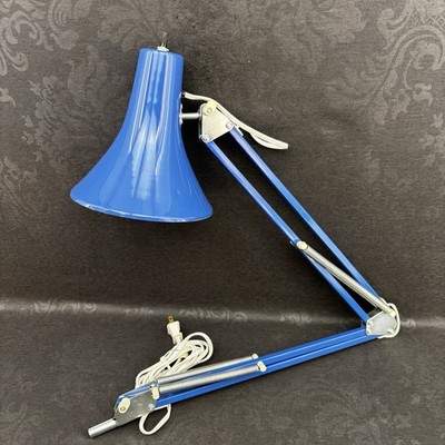 Vintage MCM King Lite Blue Drafting Lamp Articulating Swing Arm NO